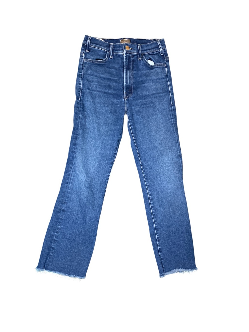 MOTHER Mid-Blue High-Rise Cropped Straight Jeans size 26